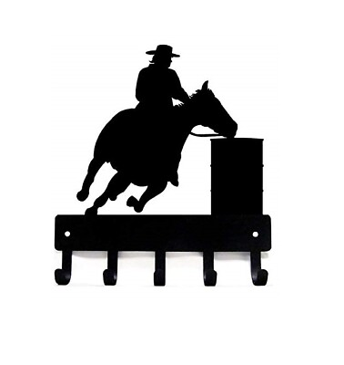 #ad Cowboy Western Rodeo Barrel Racer Key Rack Hooks Hanger Sm 6quot; Made in USA $15.99