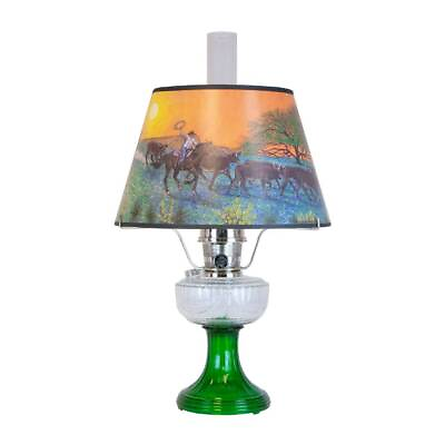 #ad Aladdin Clear Over Emerald Lincoln Drape Table Oil Lamp with Ride Into the $309.95