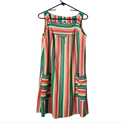 #ad VINTAGE 70s rainbow stripe terrycloth dress mod $44.99