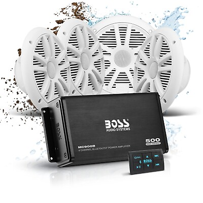 #ad BOSS Audio Systems ASK904B.64 Boat 6.5” Speakers Amplifier Bluetooth Remote $211.27