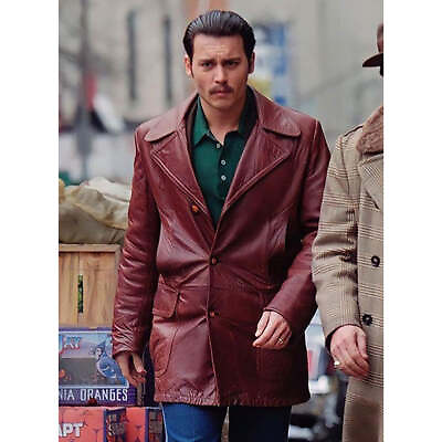 #ad Johnny Depp Donnie Brasco Real Leather Blazer Brown $344.99