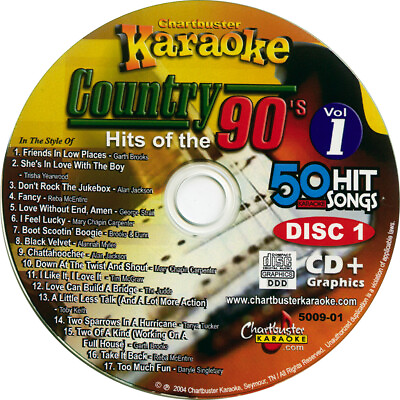 #ad 90#x27;s COUNTRY VOL 1 KARAOKE CHARTBUSTER 5009 CDG NEW 3 DISC IN WHITE SLEEVES $17.99
