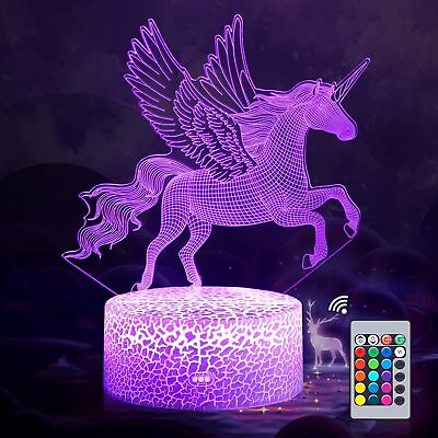 #ad Unicorn Gifts Unicorn Night Light 3D Unicorn Lamp for Kids with Remote 16 Colors $19.99