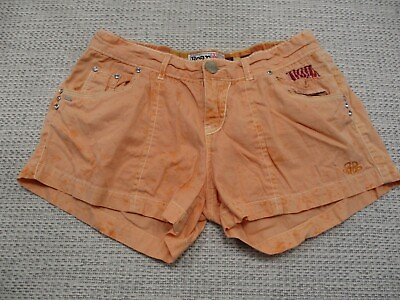 #ad Roar Womens Short Shorts Size 28 Waist Bling Distressed Peach Plaid EUC $8.99