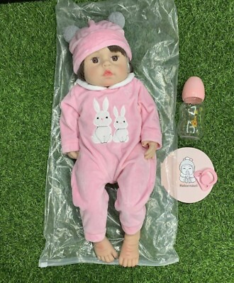 #ad 22#x27;#x27; Reborn Baby Doll Vinyl Realistic light weight Newborn Doll Toys for kids $27.99