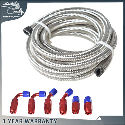 #ad 10ft Stainless Steel Braided 4 6 8 10AN CPE Fuel Oil Hose Line amp; Fittings Set $26.59