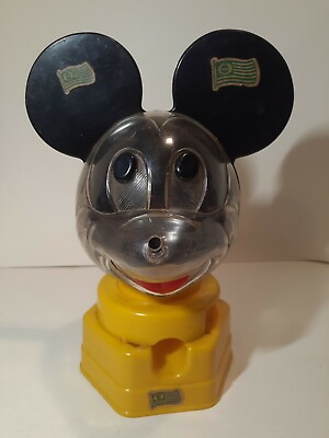 #ad Vintage Yellow MICKEY MOUSE BANK Walt Disney World Toy GUMBALL MACHINE DISPENSER $11.00