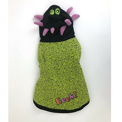#ad Halloween Dog Pet Costume Hoodie Monster Spider Head Eek Green Black Size Small $18.00