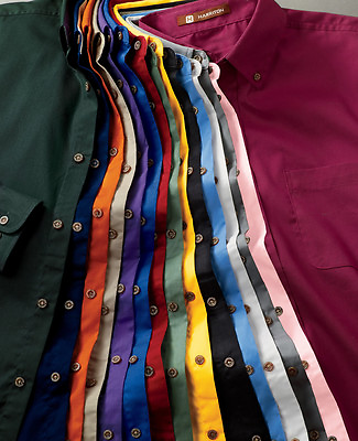 #ad Harriton Men#x27;s 100% Cotton Long Sleeve Teflon Coated Oxford Twill Shirt S 6XL $29.95