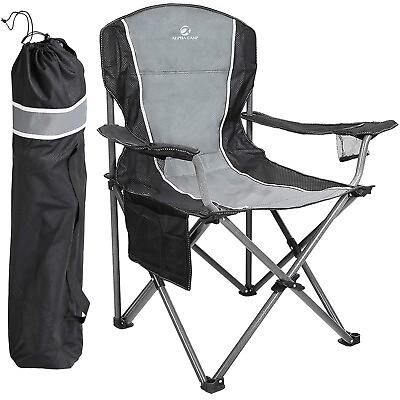 #ad Oversized Portable Camping Chair Outdoor Heavy Duty Folding Chair w Cup Holder $33.43