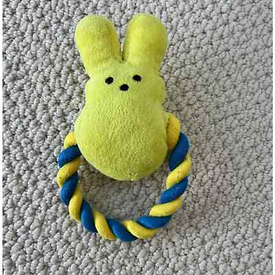 #ad PEEPS Yellow Bunny Plush Small Dog Chew Toy 6quot; Rope Squeaker Fetch For Pets $5.00