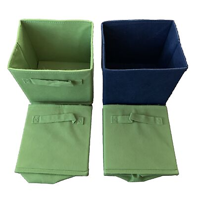 #ad Fabric Storage Bins 4 Fun Colored Durable Storage Cubes With Handles Foldable $6.62