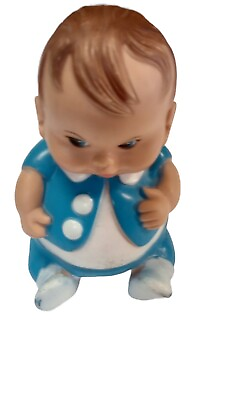 #ad Vintage Uneeda Baby Doll Rubber Baby Squeaky Toy Plumpees TM Blue Fat Infant $36.99