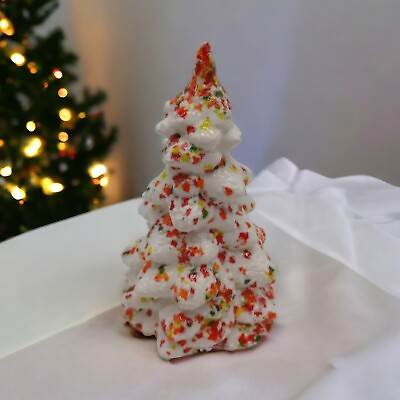 #ad Vtg Handmade Splatter Painted Ceramic Christmas Tree Hobbyist Piece 6quot; $16.95