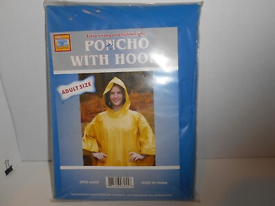 #ad PONCHO WITH HOOD ADULT SIZE EXTRA STRONG AND LIGHTWEIGHT N I P $14.99