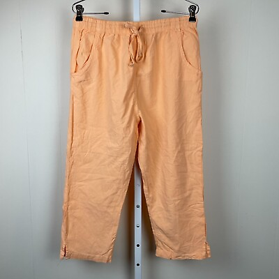#ad Vintage Ragtop USA Cropped Comfort Casual Pants Orange Pull On Womens Large $13.49