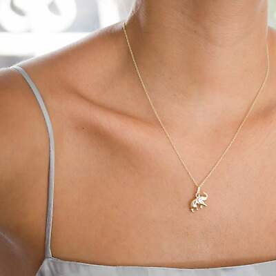 #ad 14K Yellow Gold Elephant Pendant Necklace Elephant Gifts Animal Necklace $205.39