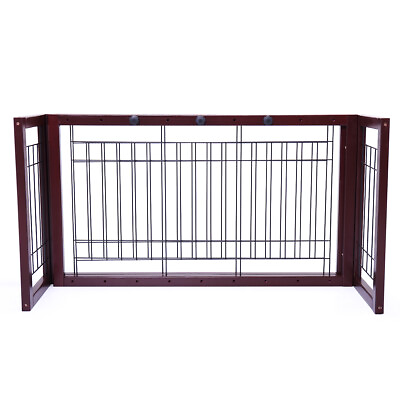 #ad Wood Pets Gate Dogs Adjustable Barrier Stairs Doorways Hallways Puppy Fence $126.99