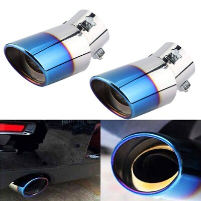#ad 2pcs Burnt Blue Car Muffler Tip Exhaust Pipe Tail Universal Car Styling 1.5quot; 2quot; $25.99