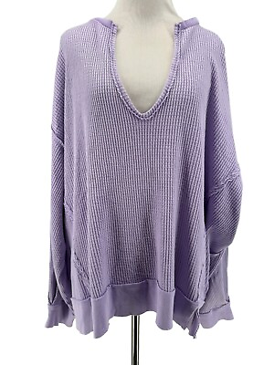 #ad We The Free Free People Women#x27;s Lavender Buttercup Thermal Top Size Large NEW $60.00