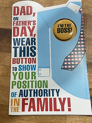 #ad American Greetings Fathers Day Card With Button I’m The Boss $2.00