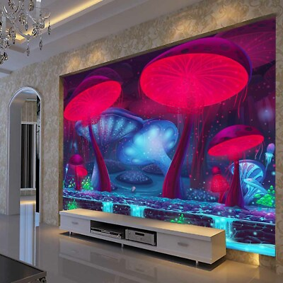 #ad Red Mushroom Full Wall Mural Photo Wallpaper Printing 3D Decor Kid Home AU $347.99