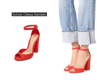 #ad NIB SCHUTZ Odesa Sandal block heel nice orange 6 8 $79.99