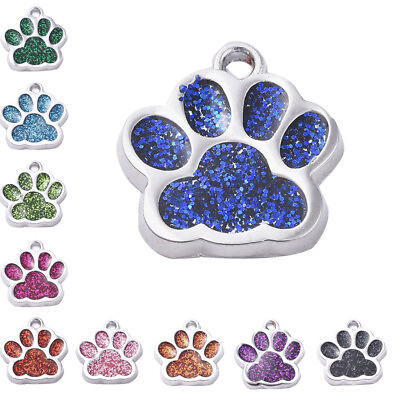 #ad 10pcs Dog Paw Prints Alloy Enamel Charms Glitter Powde Dangle Pendants 17.7mm $7.45