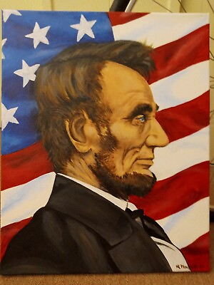 #ad President Abraham Lincoln Original Acrylic Painting Civil War Gettysburg $75.00