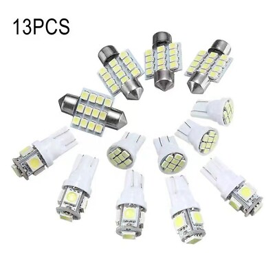 #ad Set of 13pcs LED Lights Interior Package Kit For Dome License Plate lamp bulbs $9.66