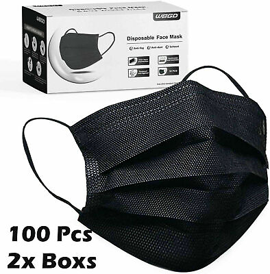 #ad 50 100 PCS Black Face Mask Mouth amp; Nose Protector Respirator Masks USA Seller $8.99
