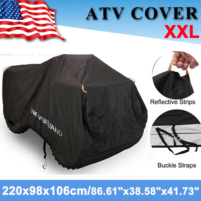 #ad XXL Heavy Duty Waterproof ATV Cover Fit Polaris Honda Yamaha Can Am Suzuki Black $26.59