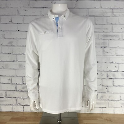 #ad Nike Shirt Men#x27;s Large Polo Long Sleeve Dri Fit White Dry Fit Player Golf $22.99
