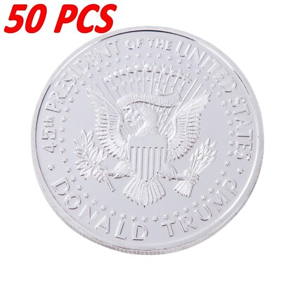 #ad 50PCS Coin 2020 Silver President US Plated Eagle Collectibles Donald Trump $36.69