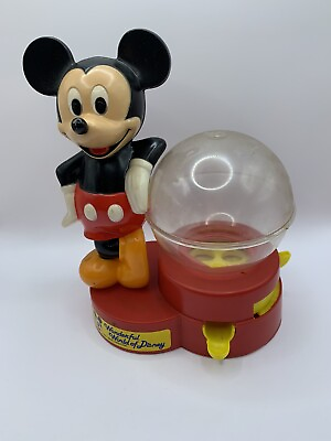 #ad Vintage USA 1986 Mickey Mouse Bank Gumball Machine Wonderful World Of Disney $13.00