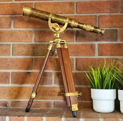 #ad Discover the Past Antique Brass 16quot; Single Barrel Vintage Style Telescope Gift $254.10