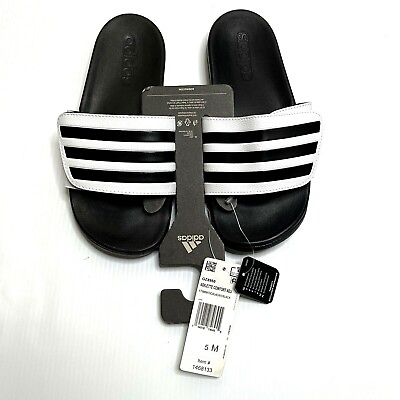 #ad Adidas Unisex Adilette Comfort Adjustable Slides White Black Men 5 Women 6 $13.29