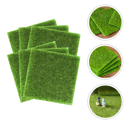 #ad 6 Pcs Mini Lawn Pvc Fake Grass for Crafts Multi function Mat $11.99