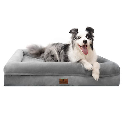 #ad #ad SheSpire Gray Orthopedic Foam Jumbo Dog Bed Sofa Pet Bolster Mattress 53x42inch $109.89