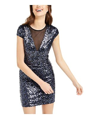 #ad TEEZE ME Womens Short Sleeve V Neck Above The Knee Evening Body Con Dress $4.24