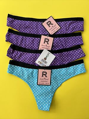 #ad Set 4 Cotton Sexy Women Thong Panties Lingerie Underwear Polka Dot M $7.80