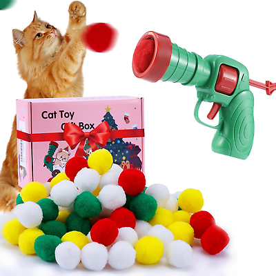 #ad Cat Toy Balls With Launcher Indoor Cats Christmas Toys For Pet Cat Playing Green $14.73