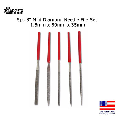 #ad 5pc 3quot; Diamond Needle File Set 1.5mm x 80mm x 35mm Carving Ceramics Tile Glass $6.99