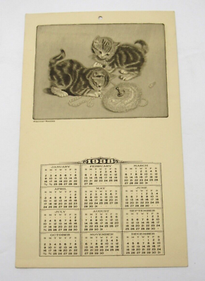 #ad Cute Kittens 1938 Calendar quot;Mischief Makersquot; Antique BEAUTIFUL COND Cats 4.7x7.7 $7.50