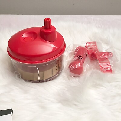 #ad Tupperware RED Quick Chef Food Processor Chop Chopper Spin Blend Mix New read $27.50