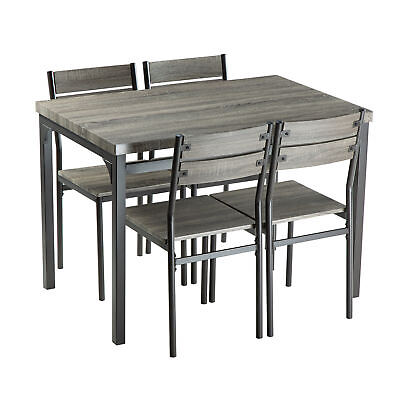 #ad Zenvida Dining Table Set For 4 Rustic Grey 5 Piece Dinette Set Kitchen Table 4 $199.00