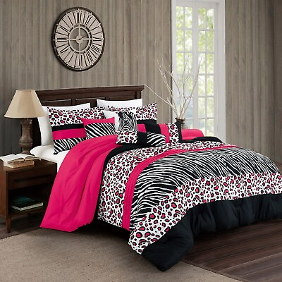 #ad #ad HIG 7 Pieces Animal Pattern Print Comforter Set Luxury Bed in a Bag Queen King $59.99