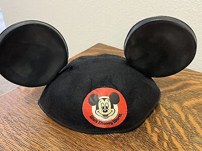 #ad Vintage Mickey Mouse Ears Hat Cap Walt Disney World Black Felt ‘Travis’ $8.00
