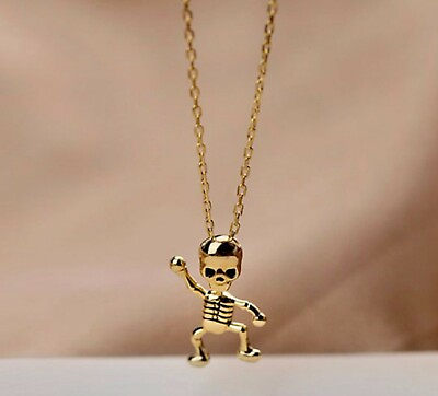 #ad Women Girl Pure 925 Sterling Silver Skeleton Skull Pendant Necklace 15 17quot; $17.25