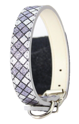 #ad Dog Collar Argyle Bling Sparkle Bling Glitter Gray Black Adjustable XS S M L $8.99